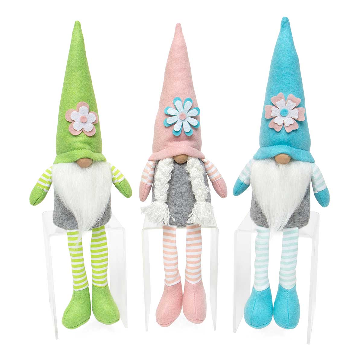 b70 GNOME FLOWER WITH LEGS BLUE 4IN X 3IN X 15IN
